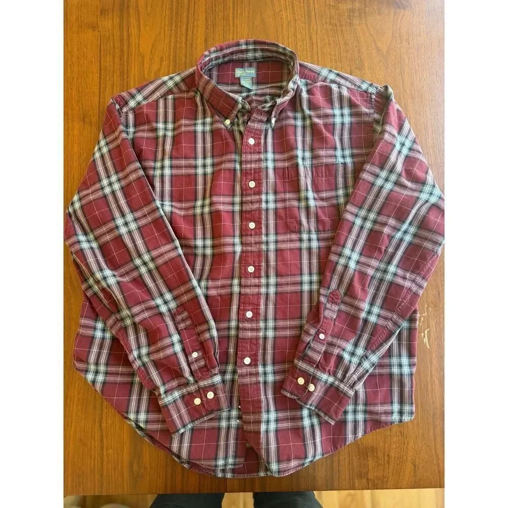 Vintage Duck Head Classic Men's Red Plaid Flannel Button-Down Shirt - Size XL